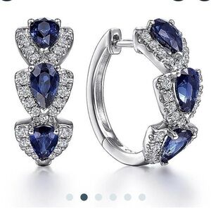 Elegant hoop Silver and blue topaz and zirconia  Earrings